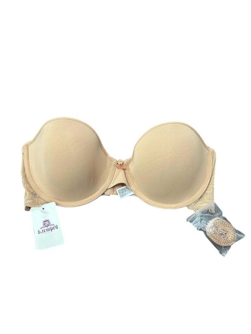 B. Tempt'd By Wacoal B. Delight'd Strapless Convertible Bra Beige Sz 34D NWT